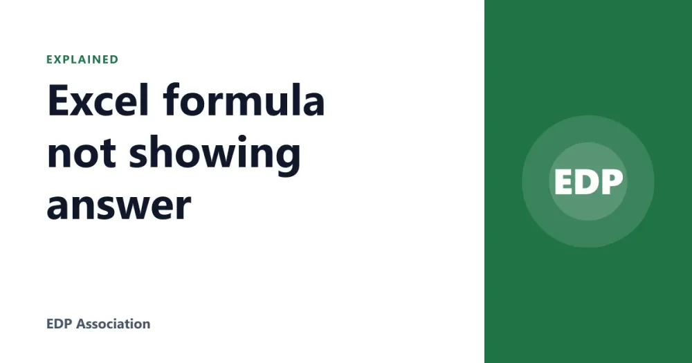 Excel formula not showing answer